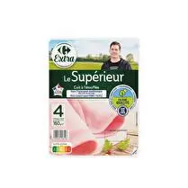 Filière Qualité Carrefour, Jambon le supérieur cuit à l'étouffée  4 tranches