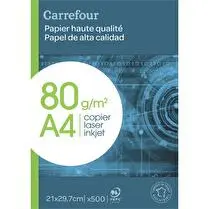 Carrefour, Ramette de papier A4 21x29,7 cm, 80g, 500 feuilles