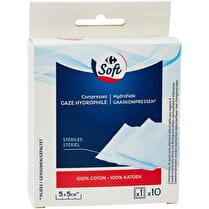 Carrefour, Compresses stériles gaze hydrophile