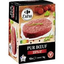 Carrefour, Steaks hachés pur boeuf 15% MG