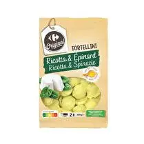 Carrefour, Pâtes Fraîches Tortellini Ricotta Épinard