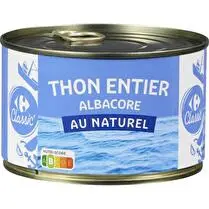 Carrefour, Thon entier Albacore Au Naturel