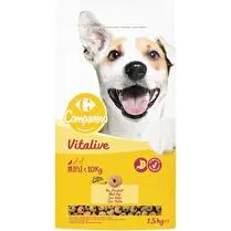 Carrefour, Croquettes Mini Chien < 10 kg  Vitalive au Poulet