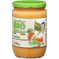 Carrefour, Compote purée de pommes sans sucres ajoutés BIO