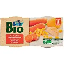 Carrefour, Plat bébé bio carotte poulet dès 8mois
