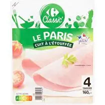 Carrefour, Jambon Le Paris Cuit à l'étouffée - 4 tranches