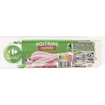 Carrefour, Poitrine de porc en tranches - 4 tranches
