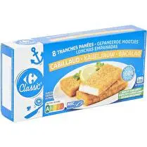 Carrefour, 8 Tranches de cabillaud panées MSC