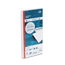 Carrefour, 25 Enveloppes auto-adhésive - 11 x 22 cm . 80g/m²