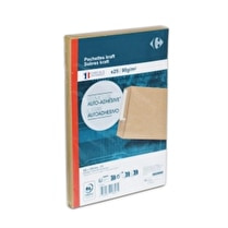 Carrefour, Pochettes kraft fermeture auto-adhésive 162x229mm 90 grammes x25