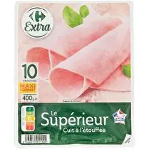 Carrefour, Jambon le supérieur Cuit à l'étouffée  - x 10 tranches