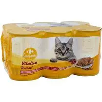 Carrefour, Pâtée pour chat adulte en terrine de saumon, au boeuf & poulet