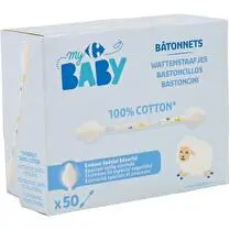 Carrefour, Coton Tiges Bb 100%Cot x50 Crf