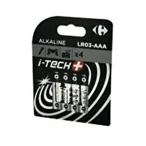 Carrefour, Piles Alcaline LR03-AAA 1,5V I-TECH+ - x4
