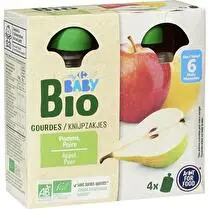 Carrefour, Gourdes purée de fruits Pomme, poire dès 6 mois