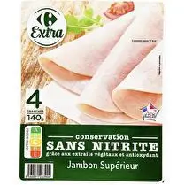 Carrefour, Jambon  supérieur sans nitrite 4 tranches