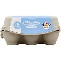 Carrefour, 6 oeufs frais de poules élevées au sol