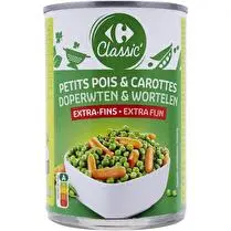 Carrefour, Petits pois et carottes extra-fins