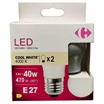 Carrefour, Ampoule led fil sphérique 40W E27 x2