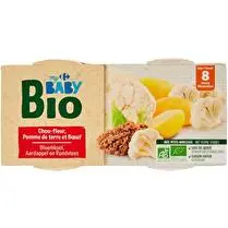 Carrefour, Plat bébé bio chou fleur pomme de terre boeuf dès 8mois