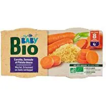 Carrefour, Plat bébé bio carotte semoule dès 8mois