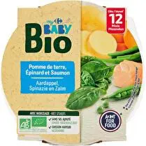 Carrefour, Plat bébé bio épinard saumon dès 12mois