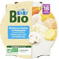 Carrefour, Plat bébé bio saumon champignon dès 18mois