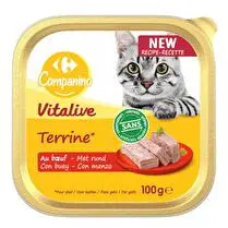 Carrefour, Terrine pour chat   Au boeuf