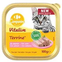 Carrefour, Terrine pour chat Au saumon - La barquette