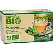 Carrefour, Thé vert menthe douce bio x 20