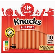 Carrefour, knacks pur porc x10