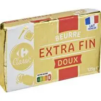 Carrefour, beurre plaquette doux 125g crf