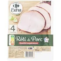 Carrefour, Rôti de porc Qualité supérieure - 4 tranches