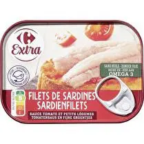 Carrefour, Filet de sardines sauce tomate et légumes