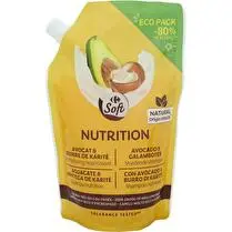 Carrefour, Shampoing Nutrition Cheveux très secs ou frisés Avocat et Beurre de karité Eco pack