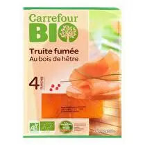 Carrefour, Truite BIO fumée au bois de Hêtre - 4 tranches