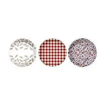Carrefour, Assiettes décorées 23cm rouge x12