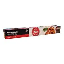 Carrefour, Rouleau aluminium renforcé 20m Pour cuisson et conservation