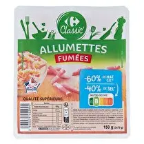 Carrefour, Allumettes fumées  - 60% de matières grasses et - 40% de sel