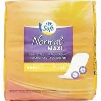Carrefour, Serviettes Hygiéniques sans Ailettes Normal Maxi