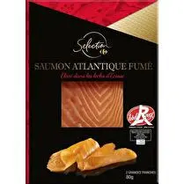 Carrefour, Saumon Atlantique fumé label rouge. 2 tranches