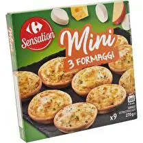 Carrefour, Mini pizza 3 formaggi - x 9 soit 270 g