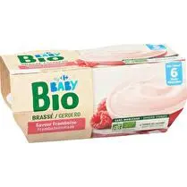 Carrefour, Dessert bébé bio brassé framboise dès 6 mois