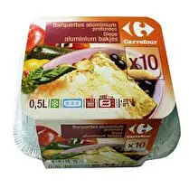 Carrefour, lot 10 Barquettes aluminium 0,5l profondes - x 10