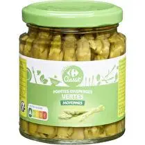 Carrefour, Pointes d'asperge vertes moyennes - 125 g