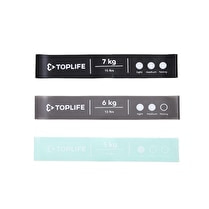 TOPLIFE, Lot 3 élastiques fitness Résistance 5/6/7 kg