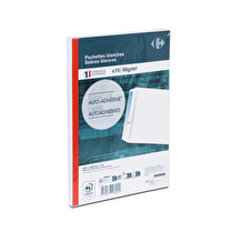 Carrefour, Pochettes blanches fermeture auto-adhésive 16.2 x 22.9 cm 90 g x15