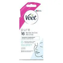 Veet, Bandes de Cire PURE Peaux Sensibles Visage