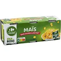 Carrefour, Maïs doux sans sucres ajoutés