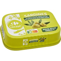 Carrefour, Sardines à l'huile d'olive vierge extra